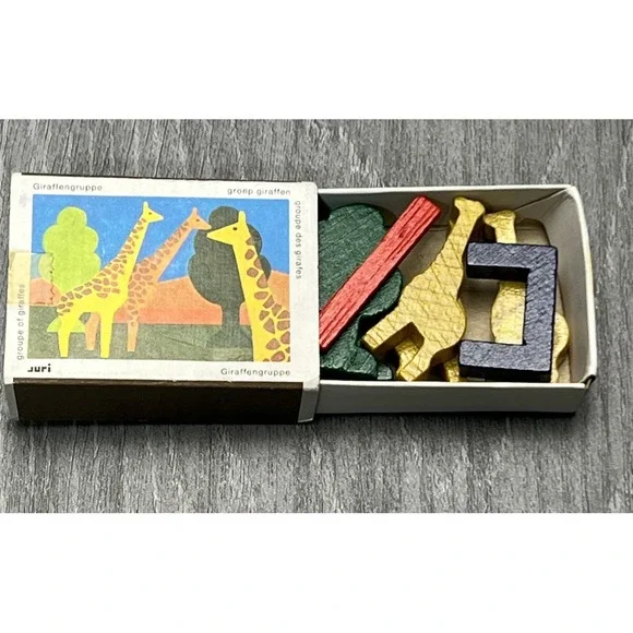 VINTAGE JURI Giraffen Gruppe Wooden Stacking Blocks Toy Set W. Germany Safari