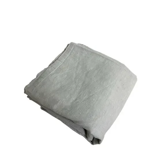 West Elm Hemp Cotton Blend Flat Sheet King Light Gray Chambray 108x102