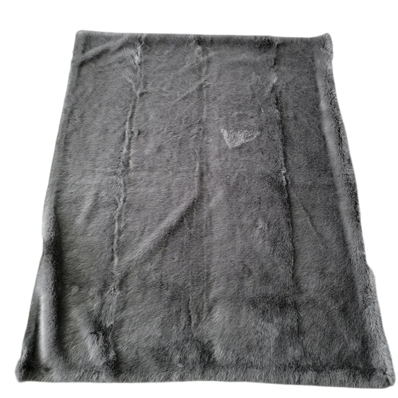 West Elm Long Hair Soft Chenille Heavy Blanket 60 x 50 Inches Dark Gray *Flaw*