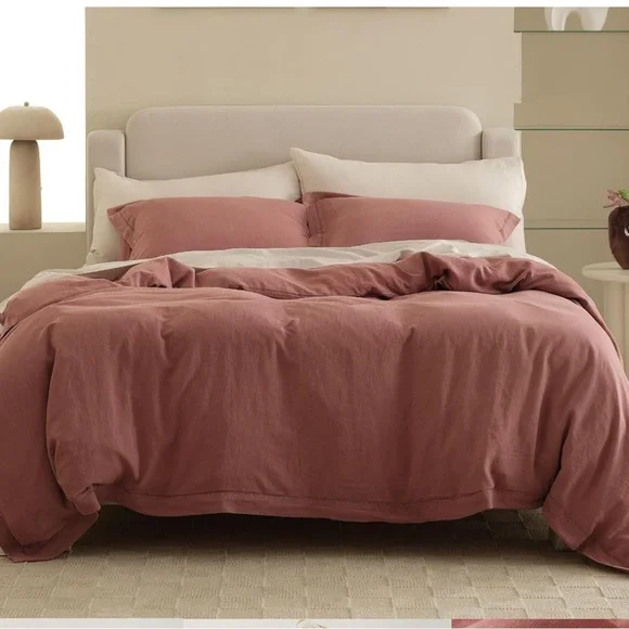 COPY - Double Stitch by Bedsure Linen TENCEL Lyocell Duvet Cover Set - Soft Duv…