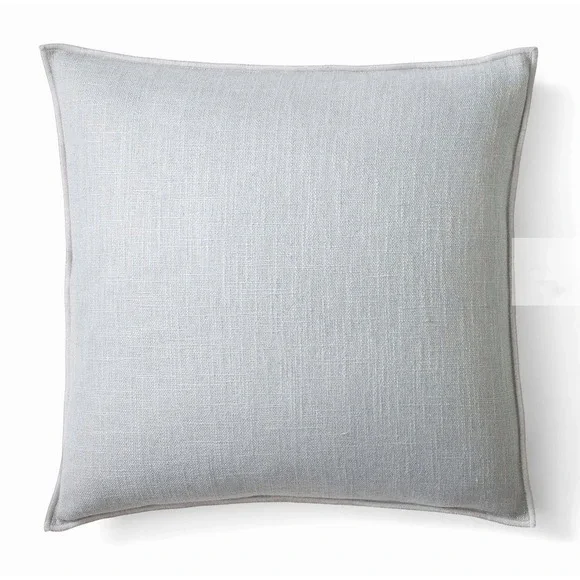 West Elm Throw Pillow Cover Home 20x20 Blue Belgian Flax Linen Square Sham