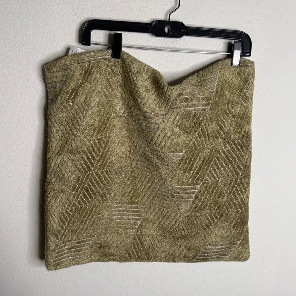West Elm Olive Green 20x20 Textured Geometric Pillow Cover Chic Cozy Decor