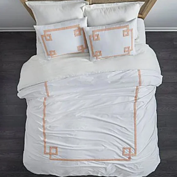 Villa by Noble Excellence Greek Key Blush Queen Duvet Cover