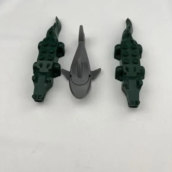 LEGO LOT Of (3) Lego Animals Dark Green Alligator (2) Crocodile And Shark (T1)