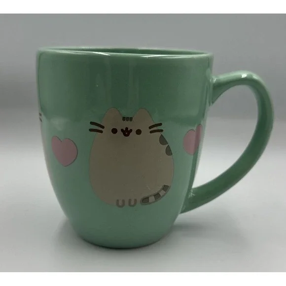 Culturefly Turquoise Pusheen Ceramic Cat Coffee Tea Mug Cup 17 Oz