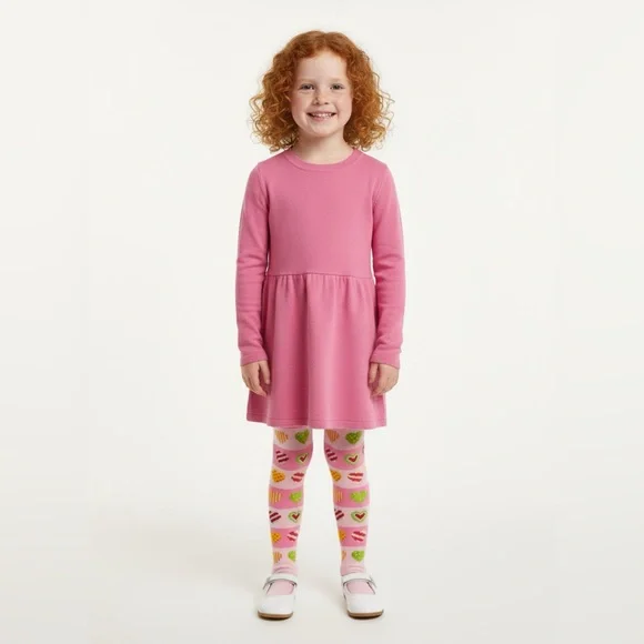 Nowa Lli Girls Colorful Heart Patterned Pink Tights‎ 12M 2Y 4Y 6Y