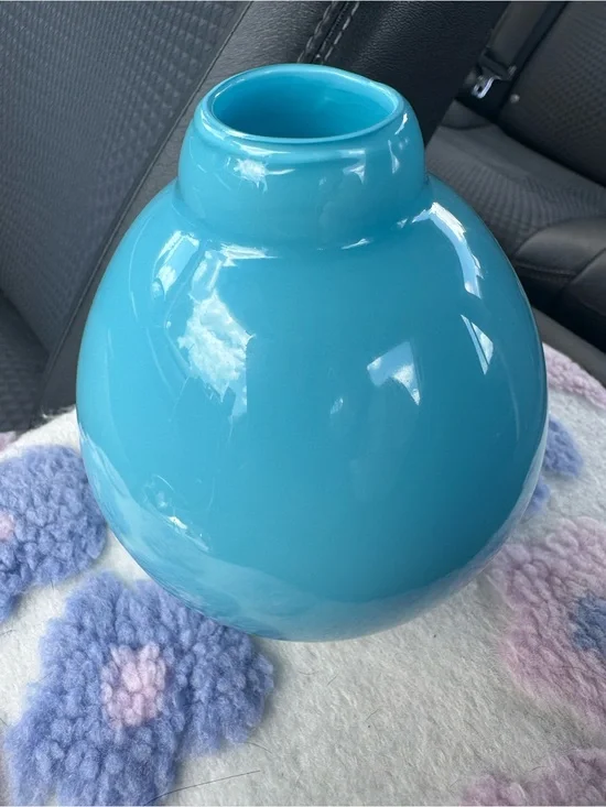 West Elm Opaque Blue Round Vase Art Glass