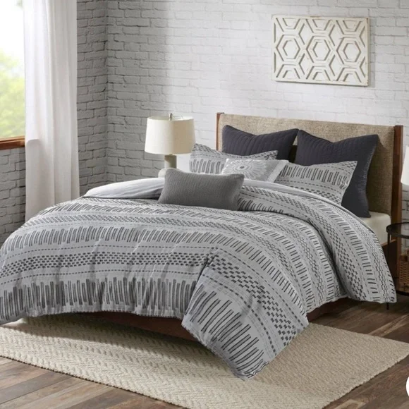 Ink + Ivy Rhea Cotton Jacquard Duvet Cover‎ & Sham 3pc Set New