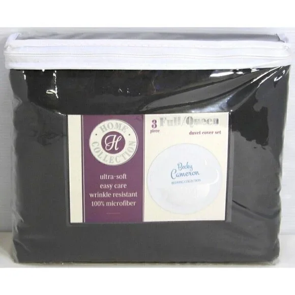 BECKY CAMERON Home Collection 1800 FULL / QUEEN Gray Duvet Cover & 2 Shams NEW
