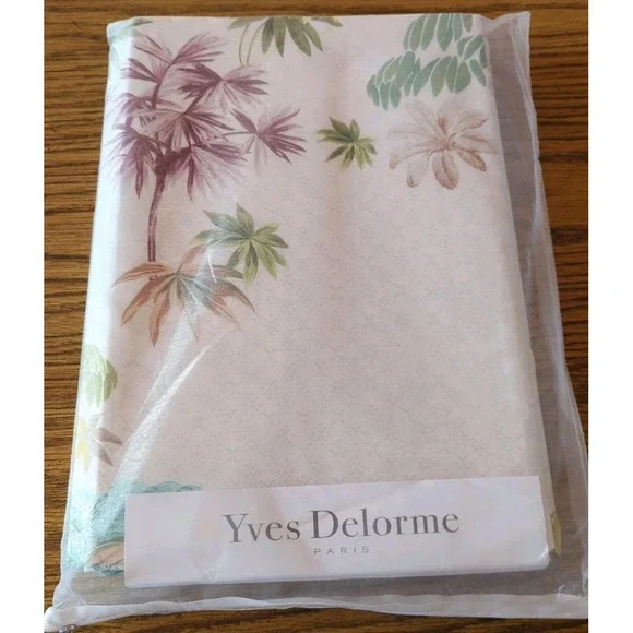 NWT Yves Delorme Paris LAOS‎ 100% Organic Cotton Queen Duvet Cover Floral France