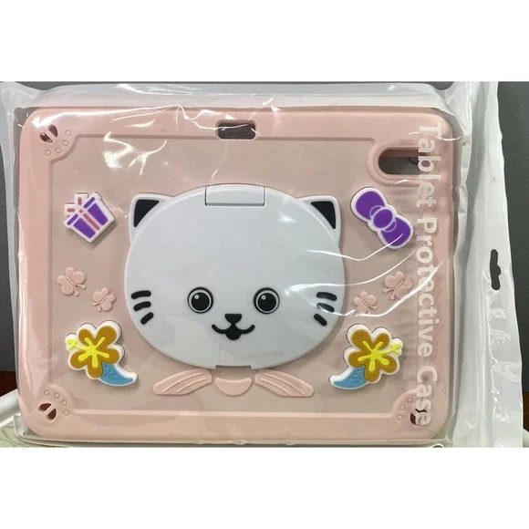 Kids Rose Pink Cat Tablet Protective Case Shockproof Cover‎ For iPad Air 11 inch