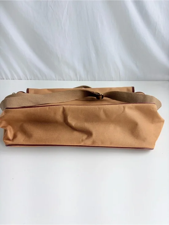 Messenger Safari Bag Tan Canvas Brown Leatherette Straps