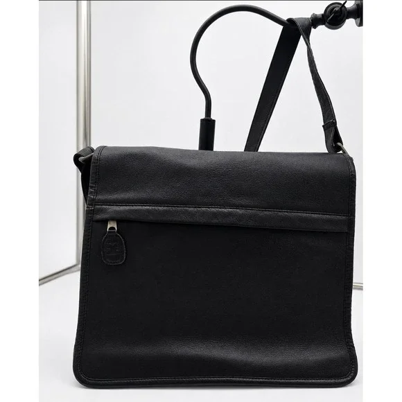 Vintage Frye Black Leather Messenger Bag Crossbody Laptop Briefcase Satchel USA