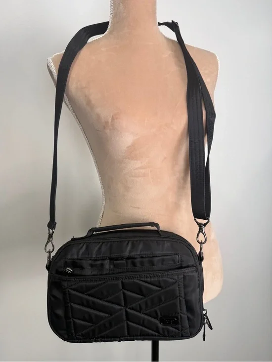 lug Black Quilted Nylon Messenger Crossbody Bag