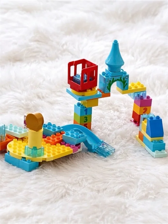 LEGO DUPLO 55 Pc Colorful Blocks Lot w Slide Wheels Number Pieces