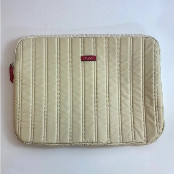 Tumi Cream Quilted Laptop Sleeve