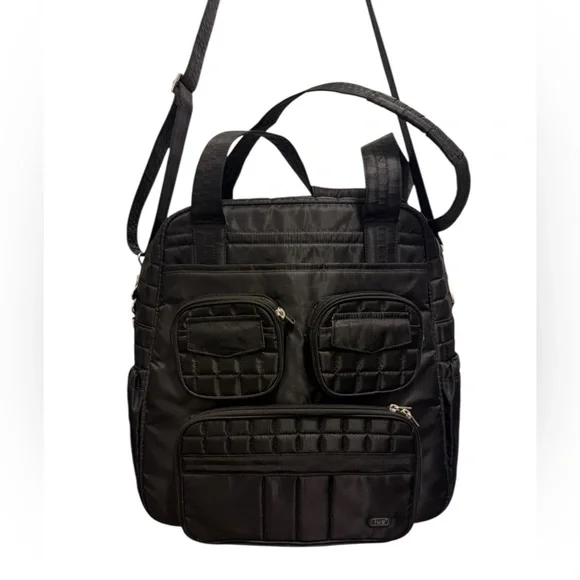 Lug Overnight Travel Gym Tote Puddle Jumper in Quilted Black - with Long Strap