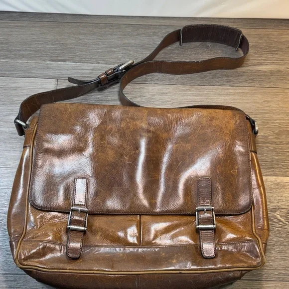 Vintage Frye Brown Leather Men's Messenger Bag