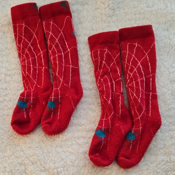Lorpen Kids Red Spiderweb Knee-High Ski Socks Size Medium