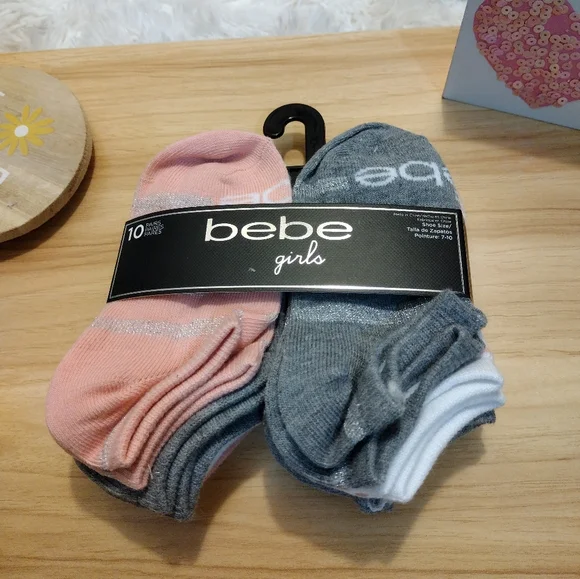 Bebe Girls 10 Pair Multi-Pack Socks Shoe Size 7-10 NWT 🩷
