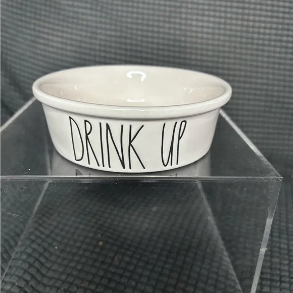 Rae Dunn White Pet Bowl - Drink Up