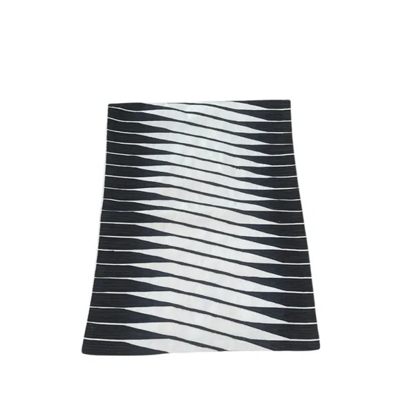 NWT West Elm 100% Cotton‎ Handcrafted Black & White Geometric Pillow Cover 14x36