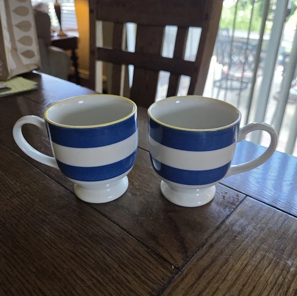 West Elm Footed Striped 8oz Mugs (2)