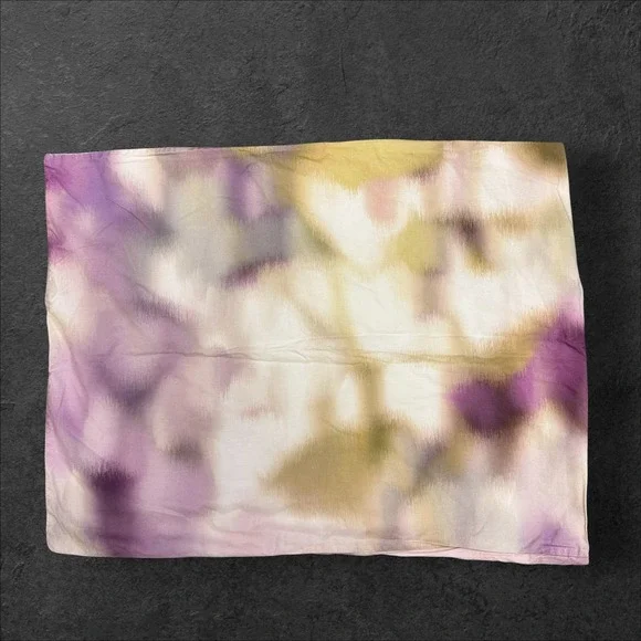 West Elm Organic Cotton Queen Duvet + 2 Standart shams Purple Green Watercolor