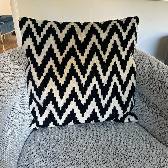 West Elm Chevron Black and White Throw Pillow