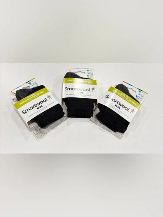 SmartWool Kids Small Light Cushion Hiking Socks 3-Pack Crew Black NWT