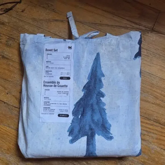 Urban Outfitters Blue Horses Tree Pattern Duvet Cover Sz Twin Xl With Sham