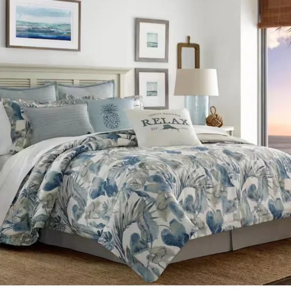 Raw Coast 3-Piece Blue Floral Cotton Sz. KING Duvet Cover Set NWT