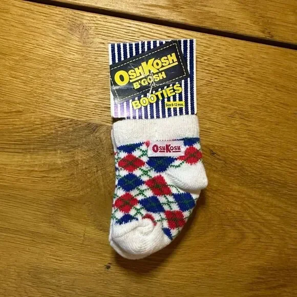 OshKosh B’Gosh Baby Booties Socks | Size 6–12 Months | Vintage Plaid | NWT