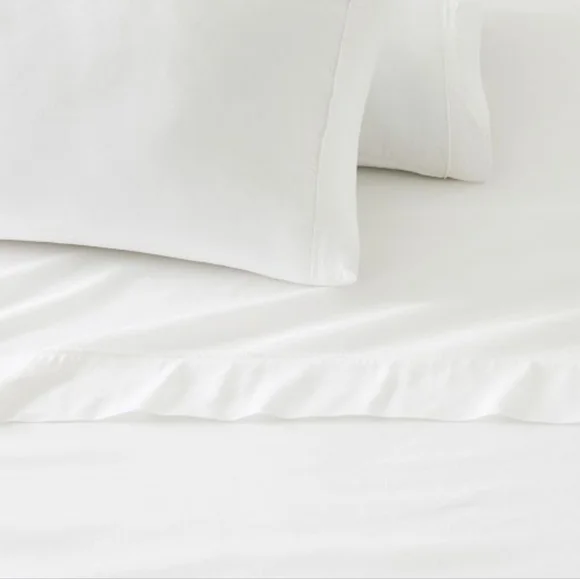 West Elm Signature TENCELtm Linen Sheet Set, King ,White, Retail Price $299.00US