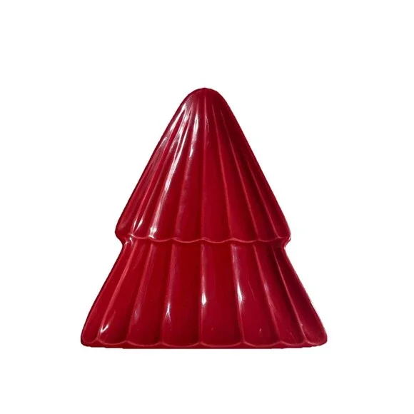 West Elm Textured Stoneware Tree Appetizer Plate Red Christmas