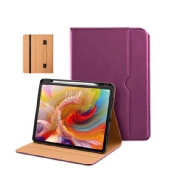 Purple Faux‎ Leather Tablet Folio Case with Hand Strap and Kickstand 11x9
