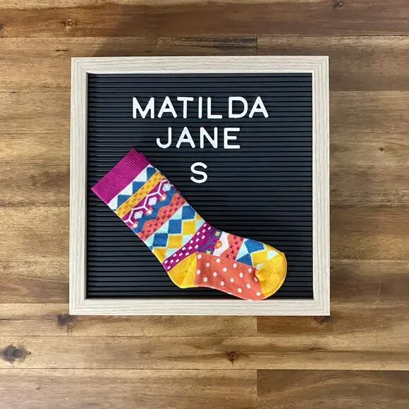 NWT Matilda Jane Moments With You Wait For Me Knit Fall Purple Blue Socks S