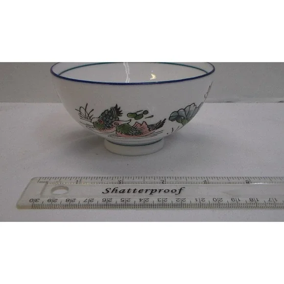 Vintage Asian Hand Painted Porcelain Rice Bowl 4 1/2