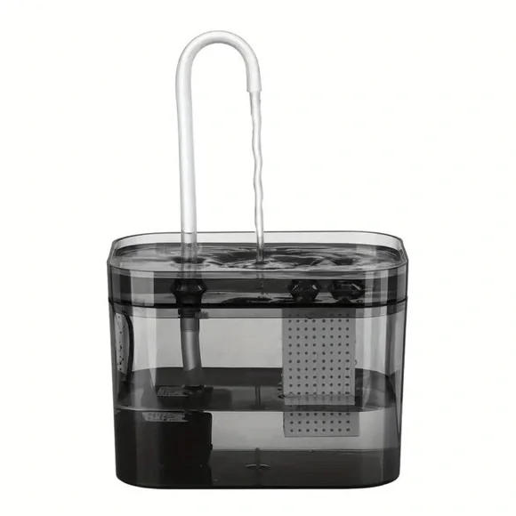 Transparent Black Quiet USB-Powered Cat Water Fountain 50.72 oz.