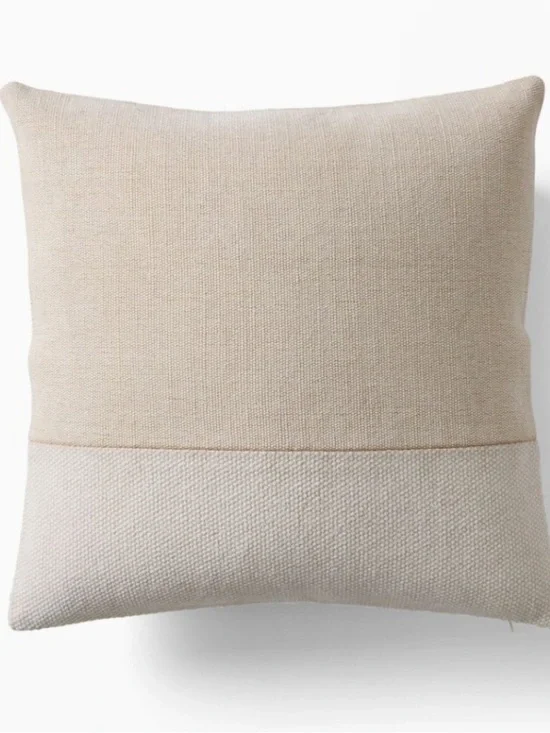 West Elm Cotton and Jute Canvas Pillow Cover in Cream 24x24 Set of 2