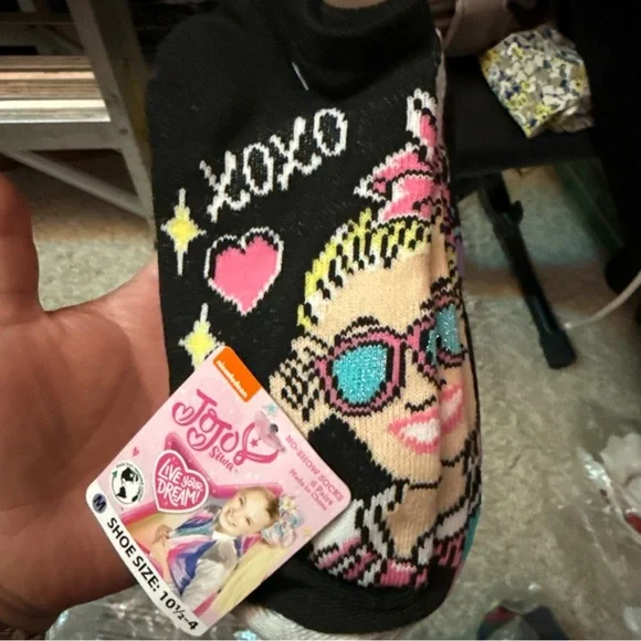 JoJo Siwa Pink and Black No-Show Socks