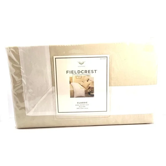 Fieldcrest Classic King Duvet‎ Set Reveraible 100% Pima Cotton