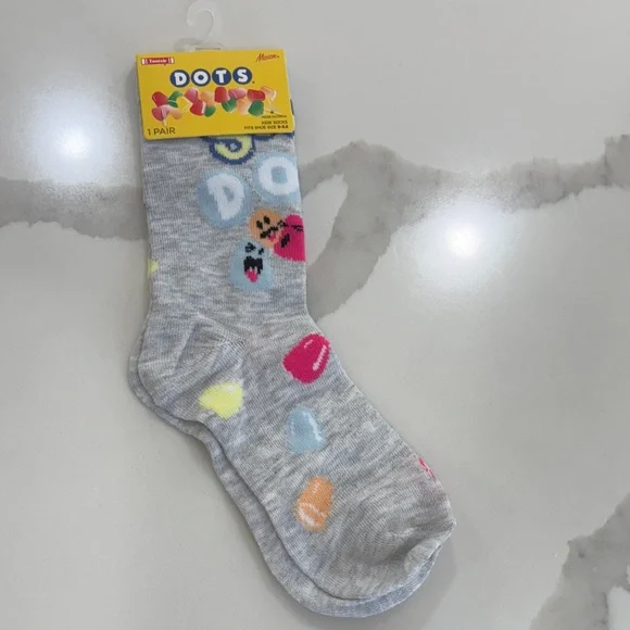 Tootsie‎ DOTS Candy Kids Socks Gray Colorful Gumdrop Pattern Size 9–3.5 NWT