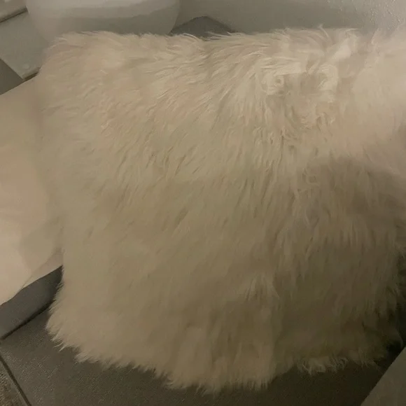 West Elm White Fur Pillows (2)