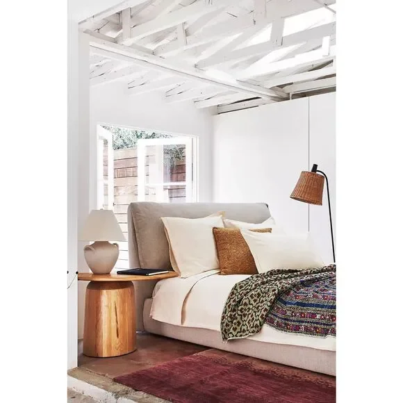 New Anthropologie Relaxed Linen-Cotton Queen Duvet Cover In Cream