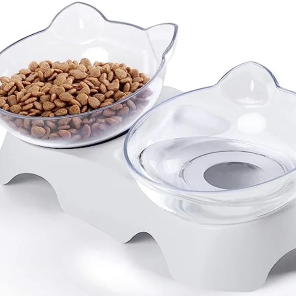 Cat Food Bowls Elevated Tilted, Anti Vomiting Orthopedic Kitty Bowls or Puppy bo
