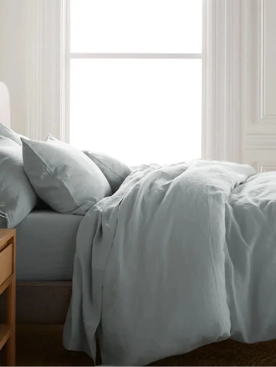 NEW Quince European Linen Duvet Cover, King/Cal King (Mist)