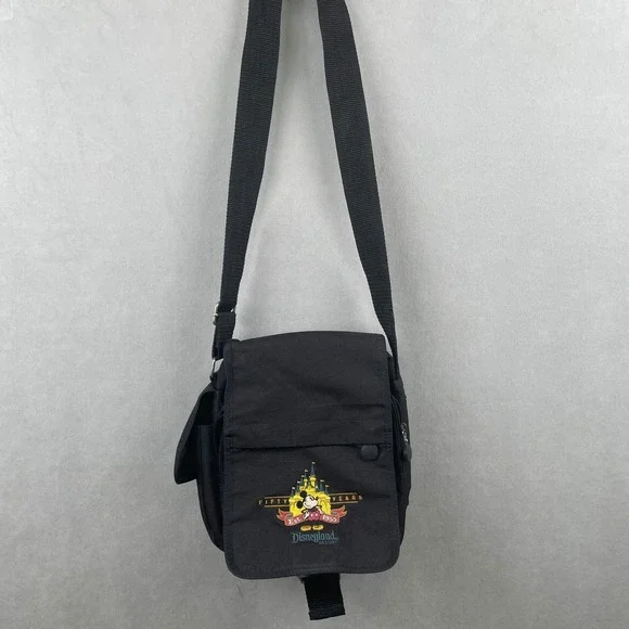Disneyland Resort 50th Anniversary Mickey Mouse Black Canvas Crossbody Bag 2005‎