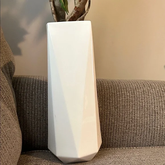 West Elm Ivory Faceted Vase