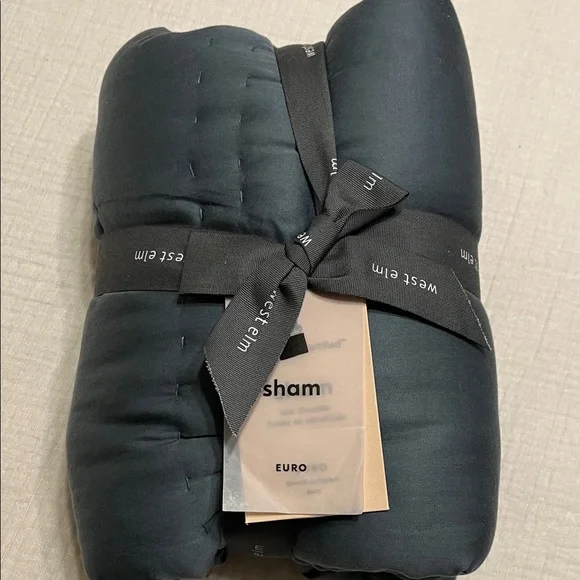 West Elm Euro Sham in Stormy Blue.